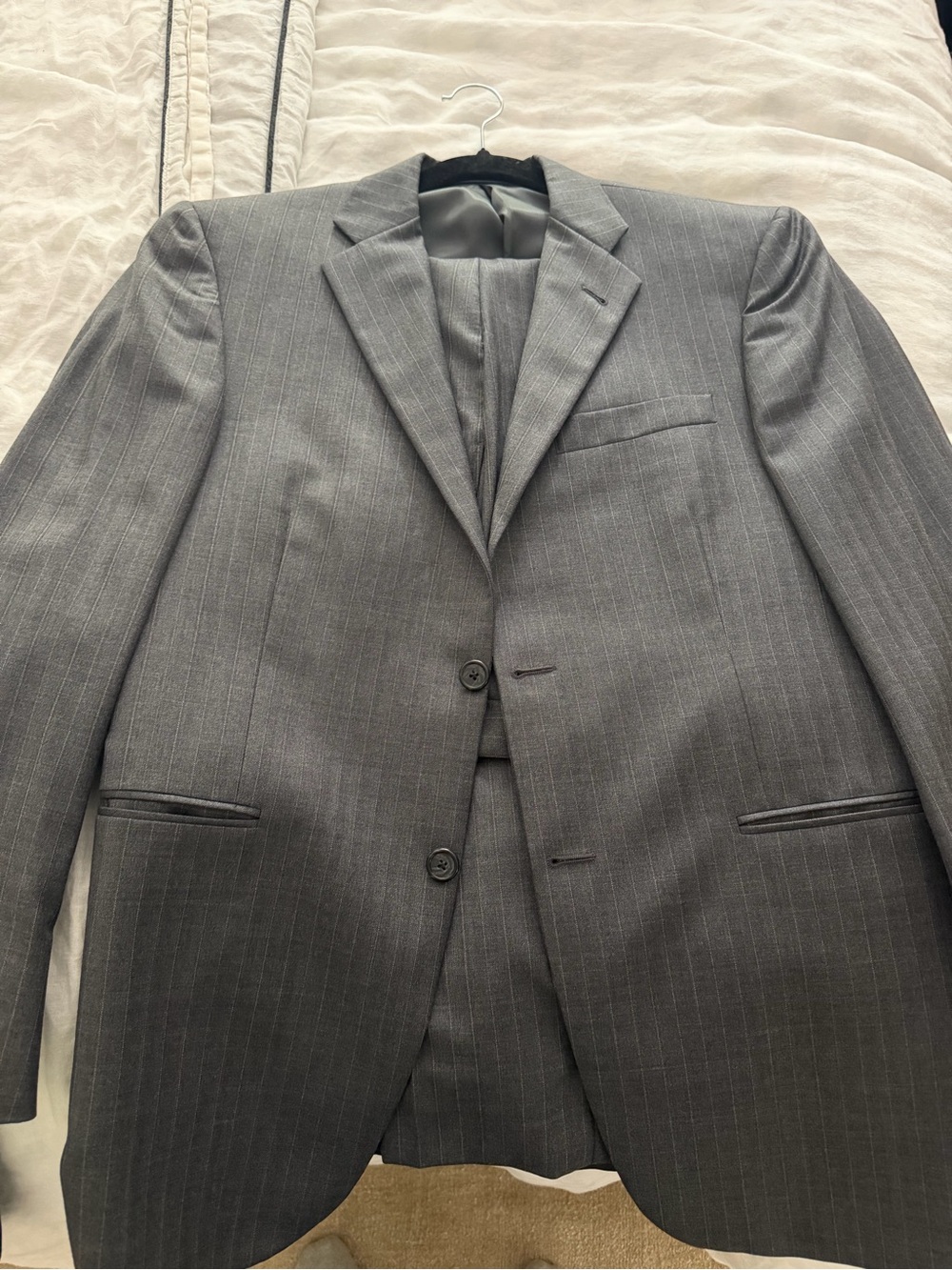 Burberry Classic Men's Gray Pinstripe Two-Button Suit Jacket